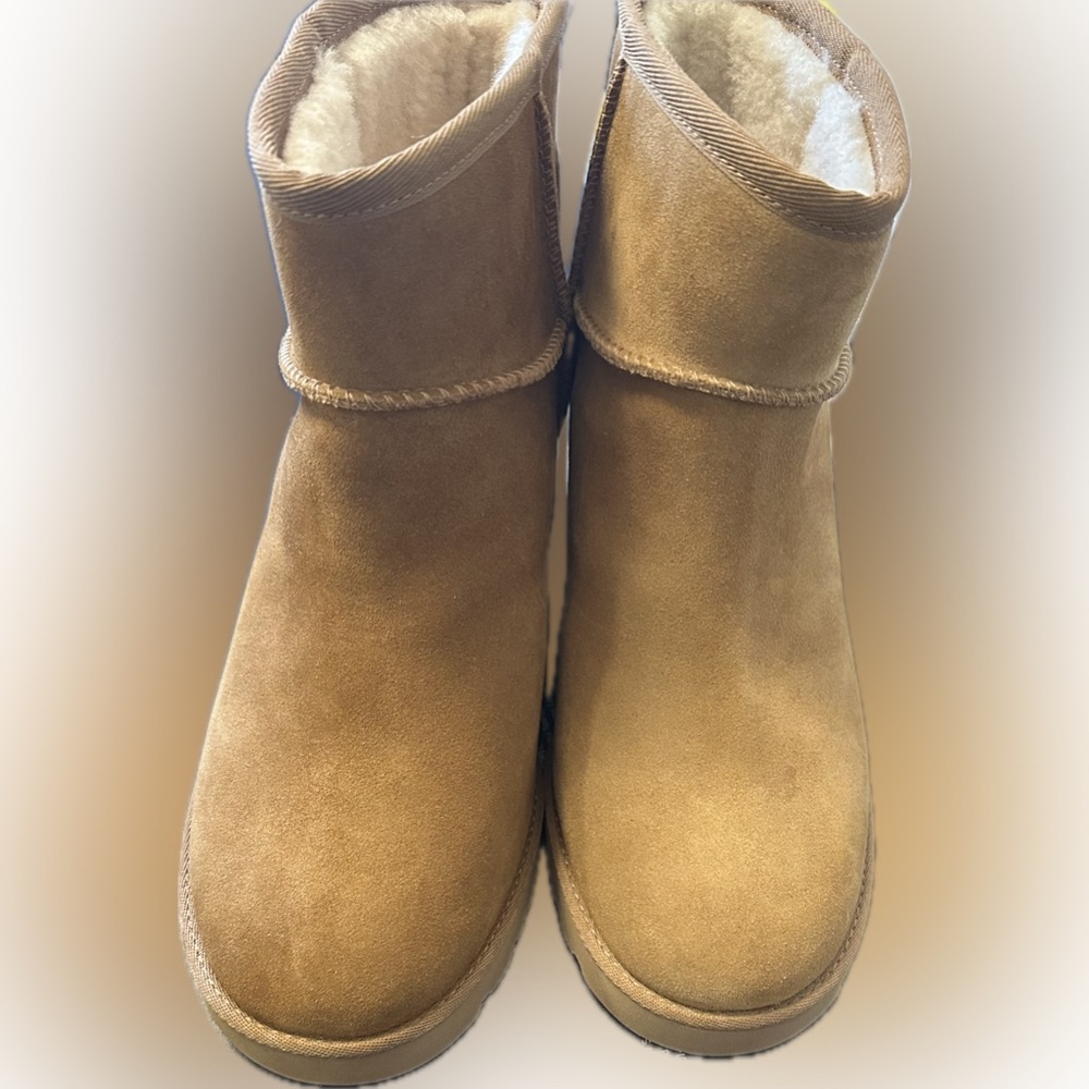 UGG Tan Sheepskin Boots. Hidden wedge boots.